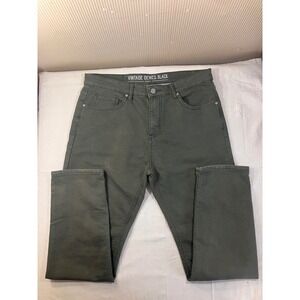 Vintage Genes Black Slim Fit Olive Green Jeans Mens 34x30 Stretch Denim Pants